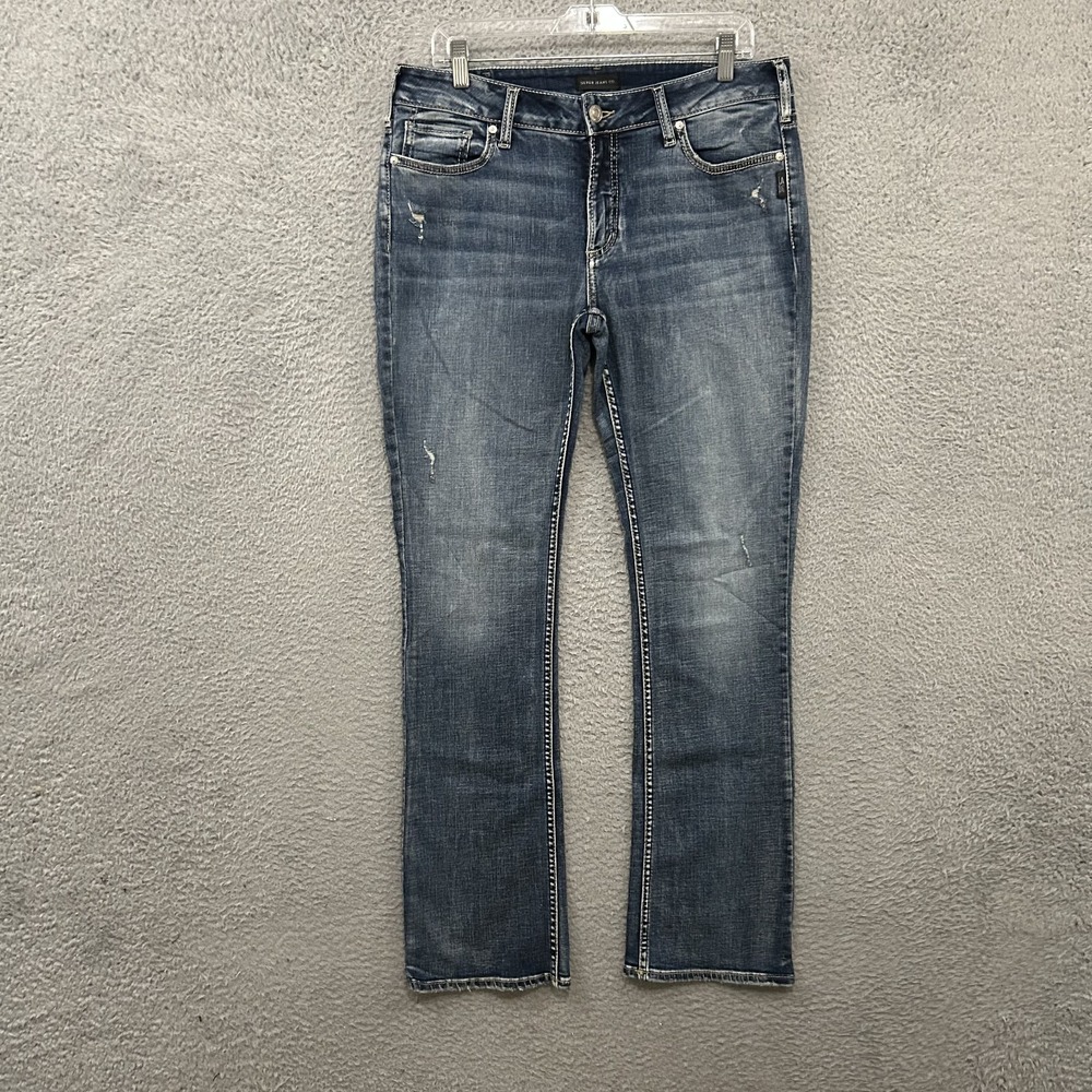 Silver Jeans Womens 32x33 Blue Denim Elyse Slim Boot Medium Wash Stretch Preppy